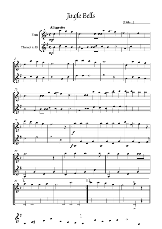 J.pierpont Jingle Bells Sheet Music printable pdf download