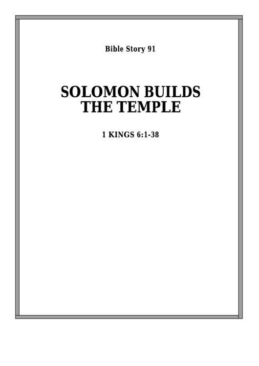 Solomon Builds The Temple Bible Activity Sheet Set printable pdf download