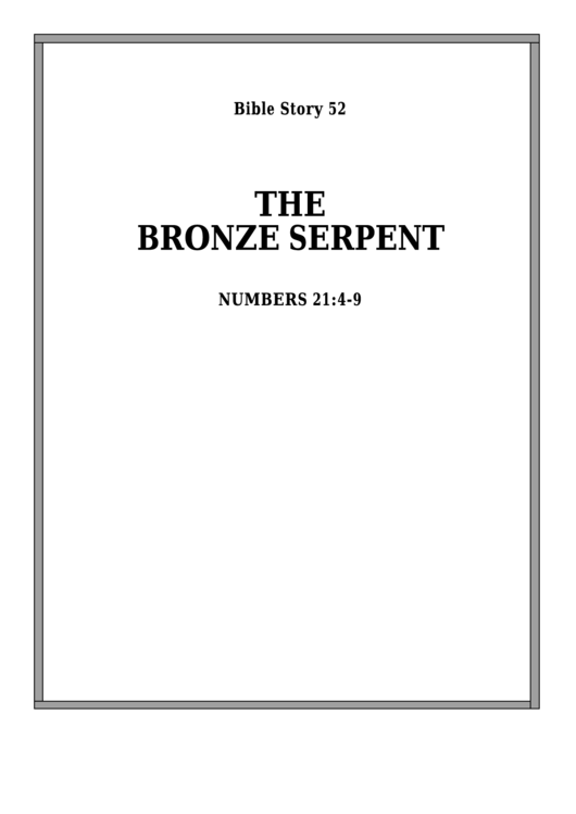 The Bronze Serpent Bible Activity Sheet Set printable pdf download