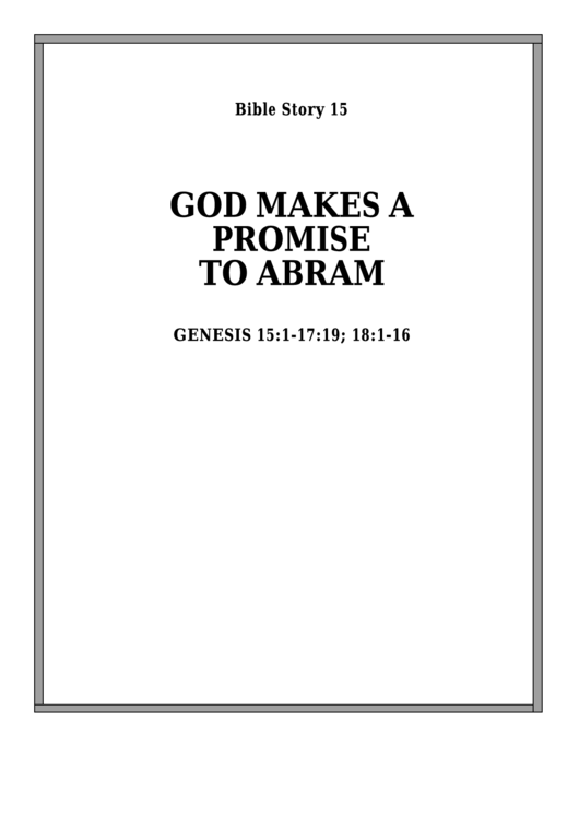 God Makes A Promise To Abram Bible Activity Sheet Set printable pdf