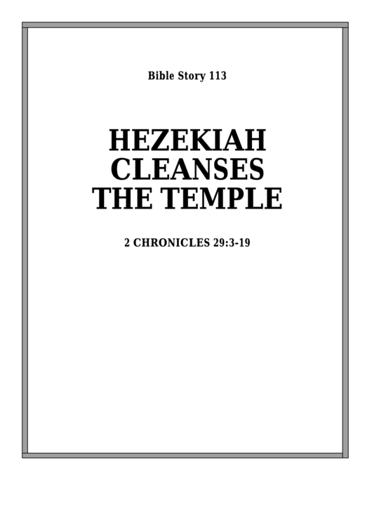 Hezekiah Cleanses The Temple Bible Activity Sheet Set printable pdf