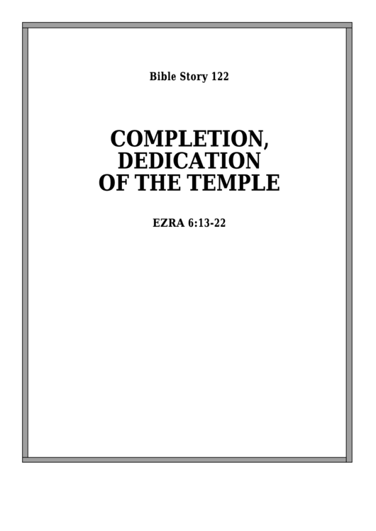 Completion, Dedication Of The Temple Bible Activity Sheet Set printable