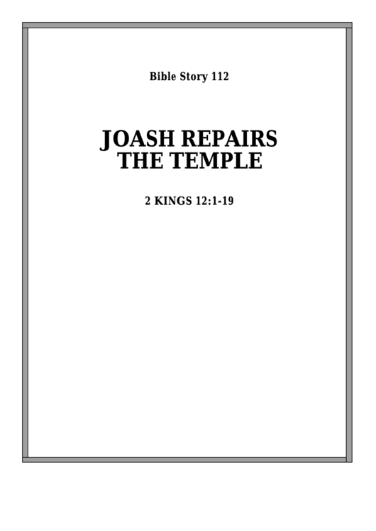 Joash Repairs The Temple Bible Activity Sheet Set printable pdf download