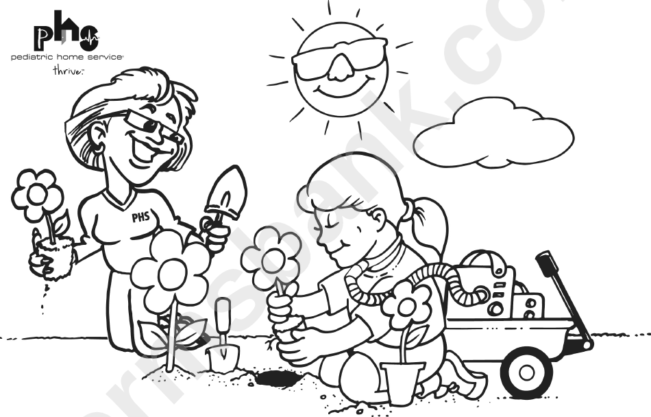 Planting A Flower Garden Coloring Sheet printable pdf download