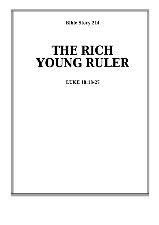 The Rich Young Ruler Bible Activity Sheet Set printable pdf download