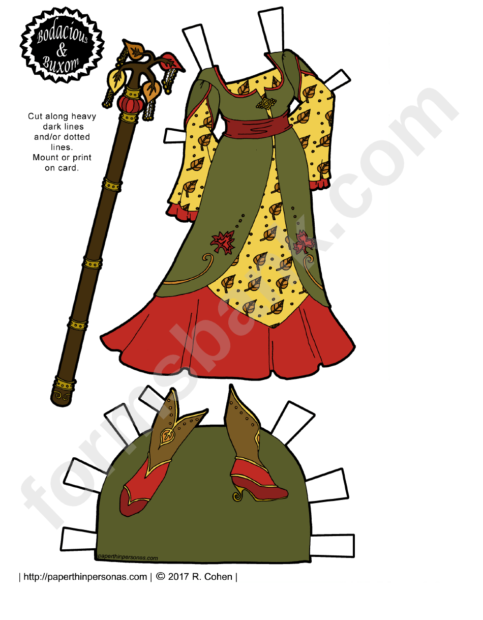 Autumn Style Paper Doll Dress Template printable pdf download