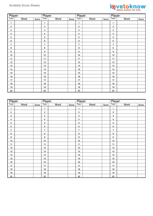 Scrabble Score Sheet printable pdf download
