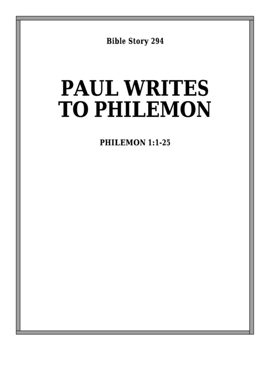 Paul Writes To Philemon Bible Activity Sheet printable pdf download