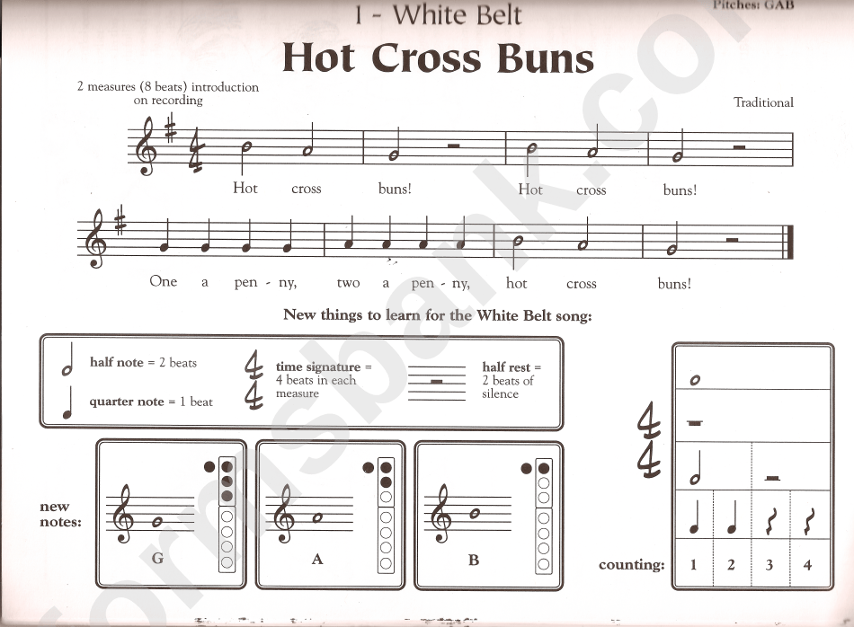 Hot Cross Buns Sheet Music printable pdf download