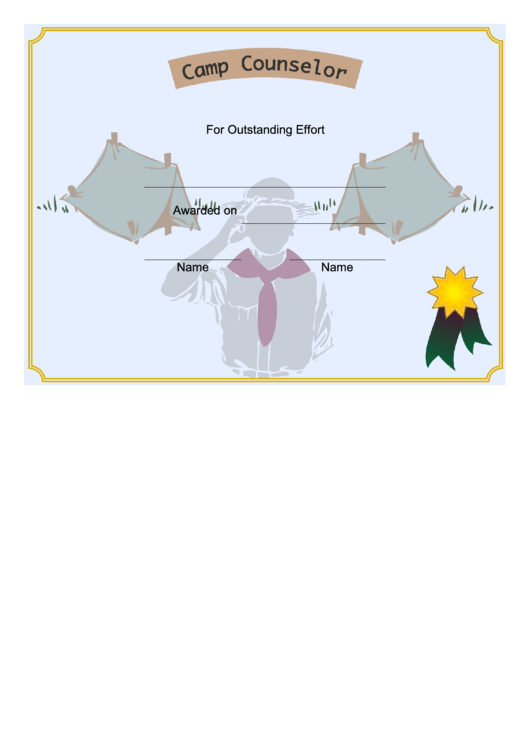 Scout Camp Counselor Certificate printable pdf download