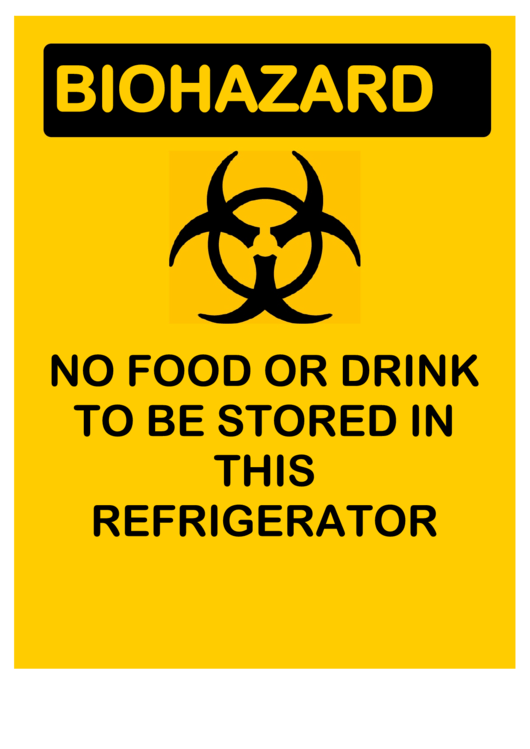 Fillable Biohazard Refrigerator Sign Templates printable pdf download