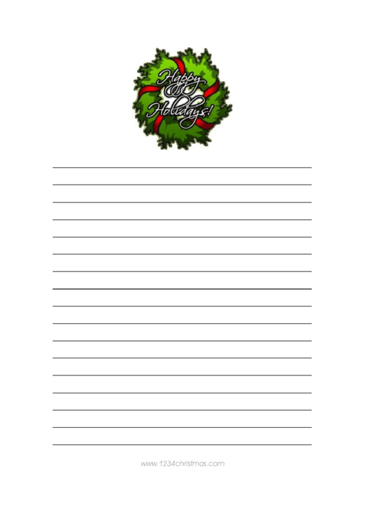 Happy Holiday Christmas Writing Paper Template printable pdf download