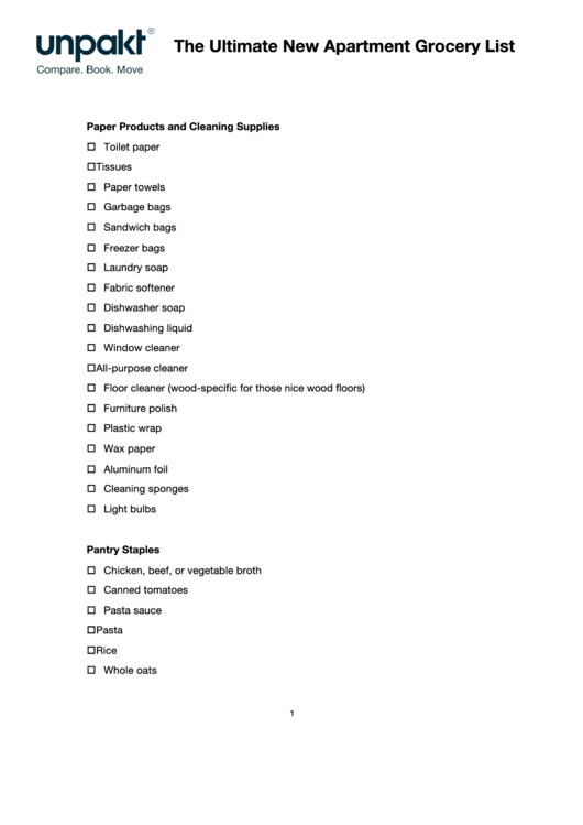 The Ultimate New Apartment Grocery List printable pdf download