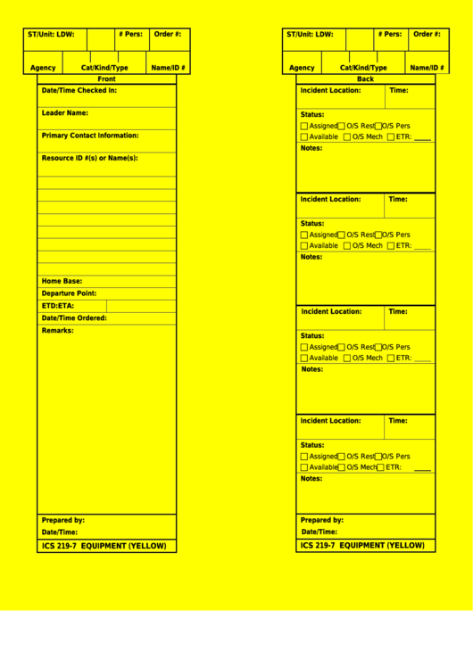 Fillable Form Ics 2197 TCard (Yellow) printable pdf download