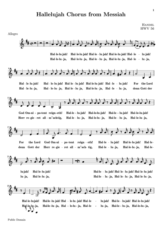Hallelujah Chorus From Messiah Alto Part Sheet Music printable pdf download