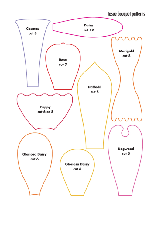 Paper Flower Bouquet Pattern Template printable pdf download
