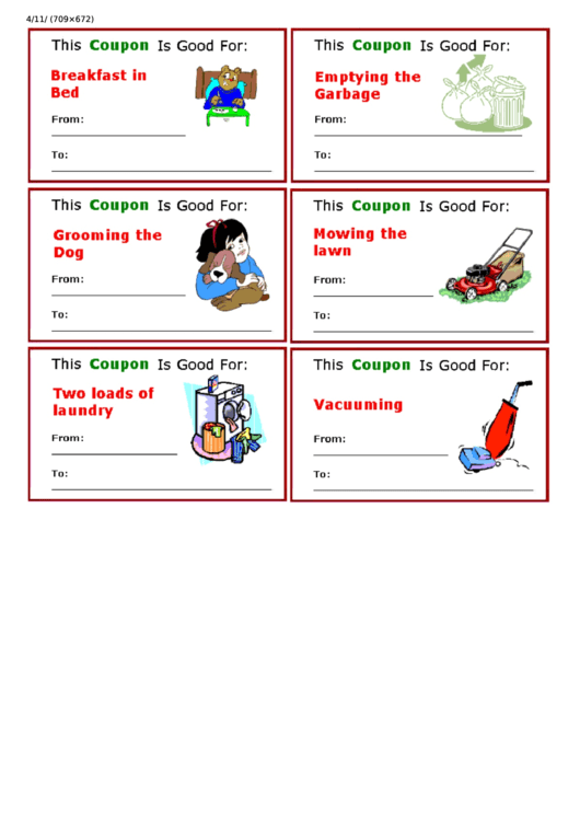 Household Chores Coupon Template printable pdf download
