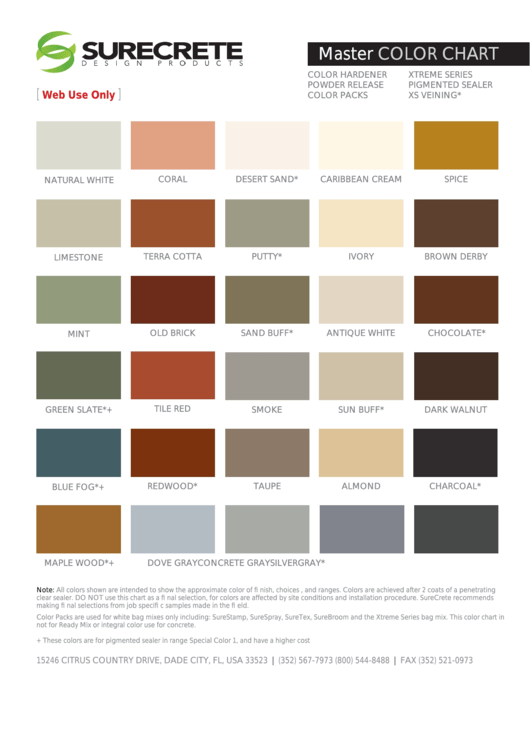 20 Color Charts free to download in PDF