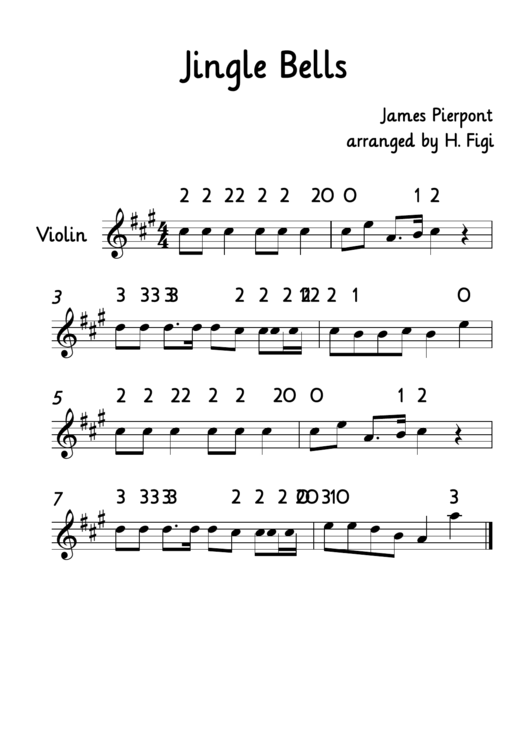 Jingle Bells By James Pierpont Violin Sheet Music printable pdf download