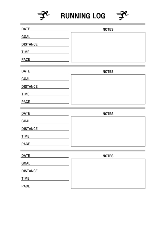 Daily Running Log printable pdf download