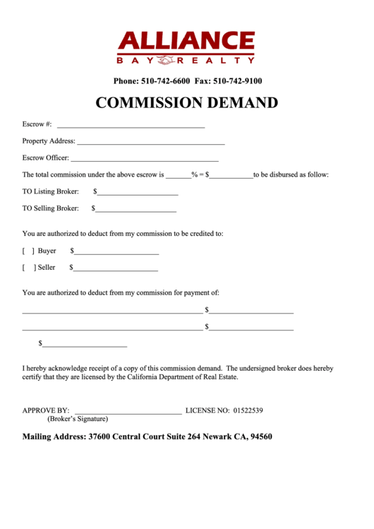 Commission Demand Letter Template printable pdf download