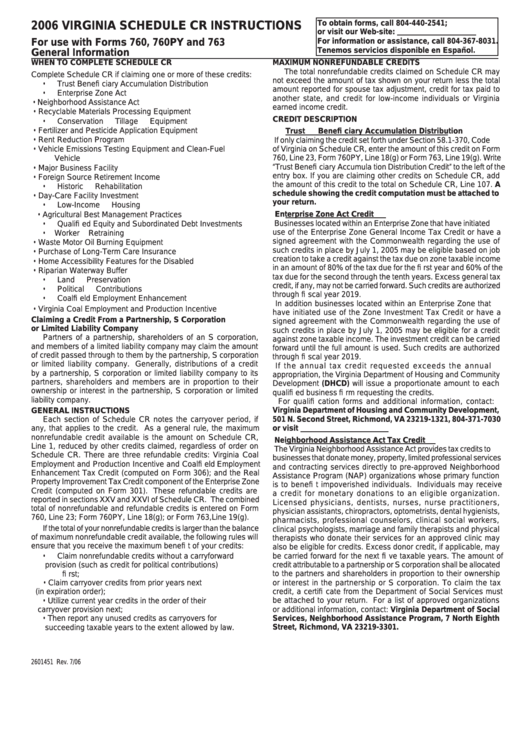 Virginia Schedule Cr Instructions Credit Computation Schedule For