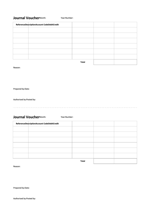 Journal Voucher Template printable pdf download