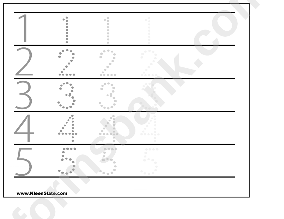1-5 Writing Number Worksheet printable pdf download