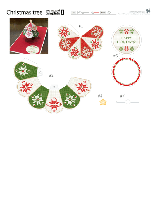 Christmas Tree PopUp Card Template printable pdf download