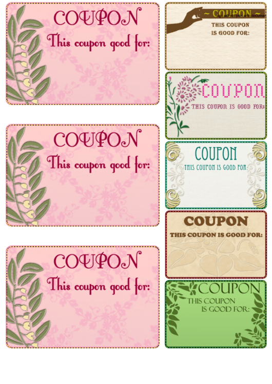 Coupons With Floral Ornaments Template printable pdf download