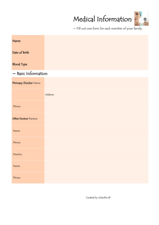 Family Medical History Form printable pdf download