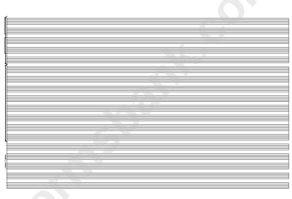 Blank Staff Paper Big Band, Blank Clef, Standard Layout printable pdf