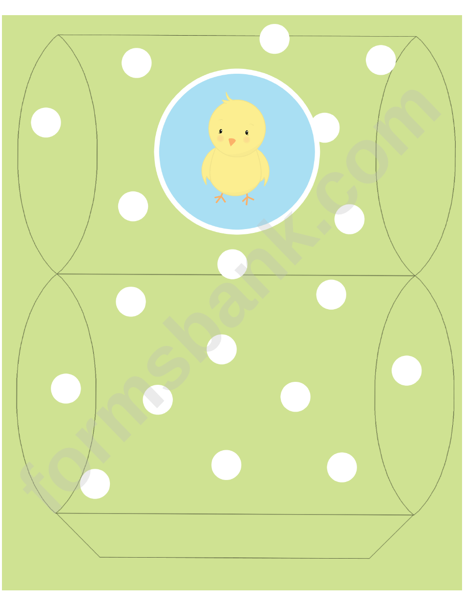 Easter Basket Template Green With Chick printable pdf download