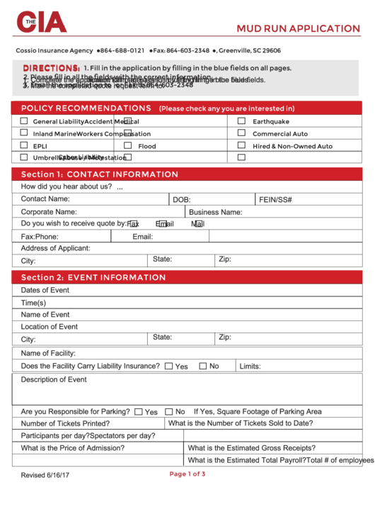 Fillable Mud Run Application Form printable pdf download
