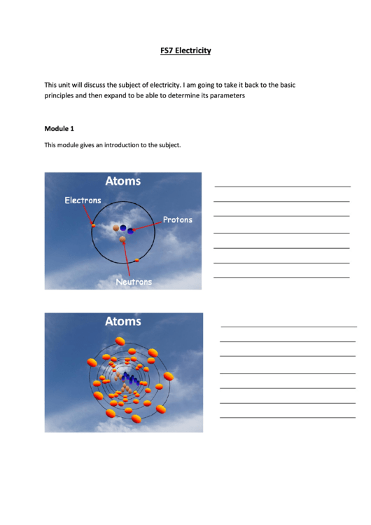 Fs7 Electricity Physics Worksheets printable pdf download