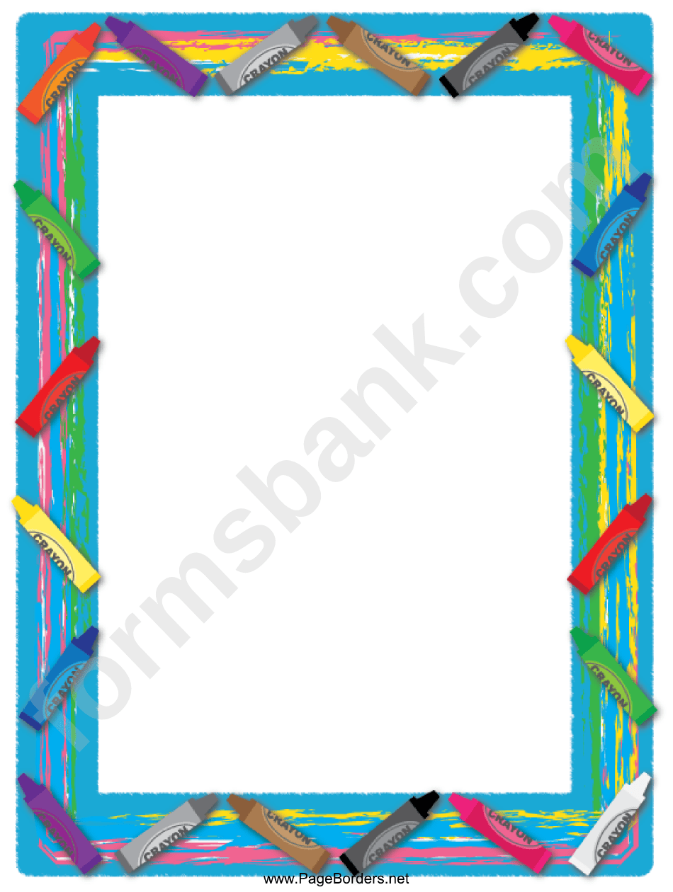 Crayons Border printable pdf download