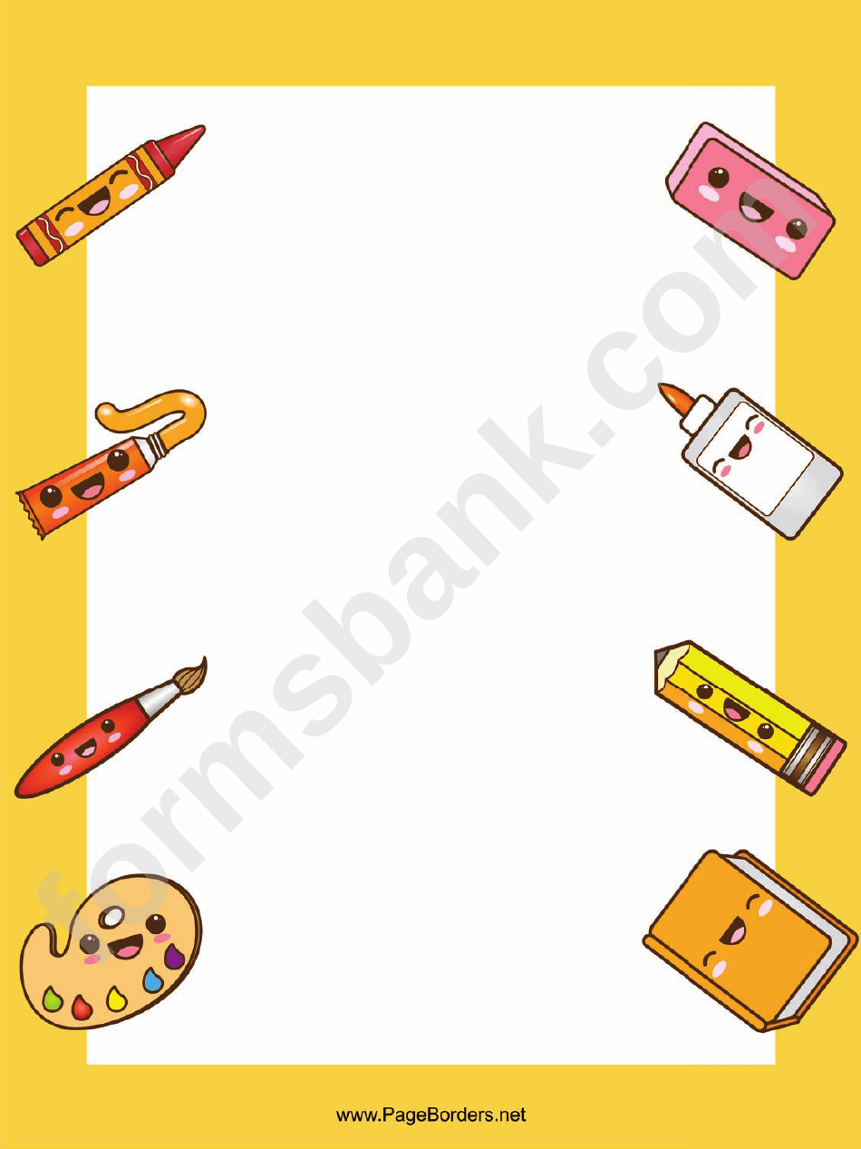 Kid Art Supplies Border printable pdf download
