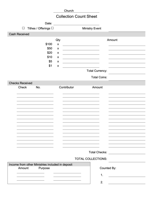Collection Count Sheet printable pdf download