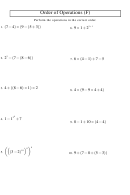 Order Of Operations Worksheet With Answer Key printable pdf download
