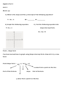 Algebra I Slope Intercept Form Worksheet 1 printable pdf download