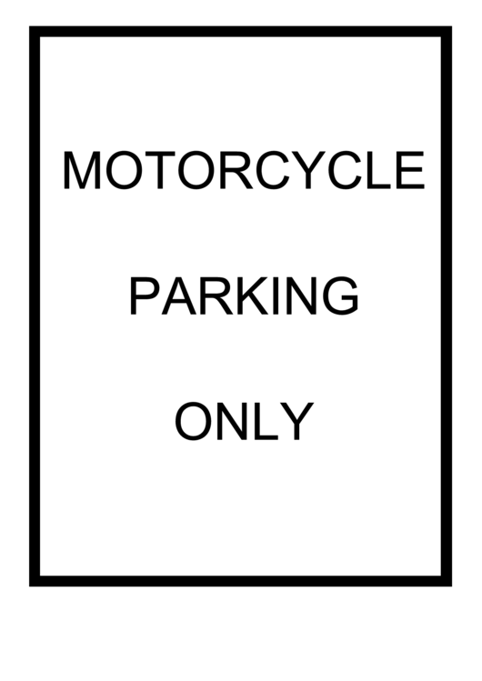 Motorcycle Parking Only Sign printable pdf download