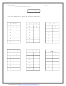 Function Tables Math Worksheet printable pdf download