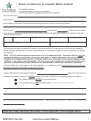 Fillable Form Vtr-271 - Power Of Attorney To Transfer Motor Vehicle