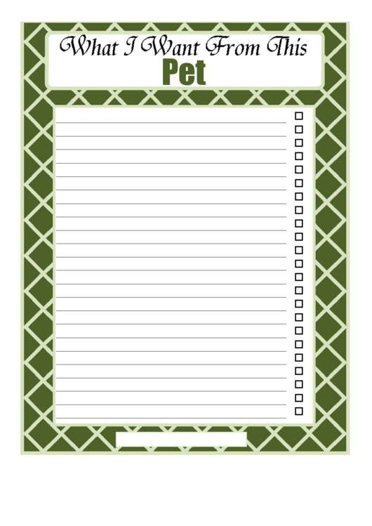 Pet Checklist printable pdf download