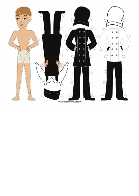 Male Chef With Apron Paper Doll printable pdf download