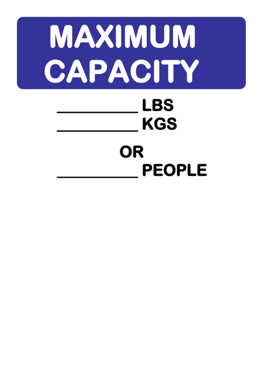 Maximum Lift Capacity Sign Template printable pdf download