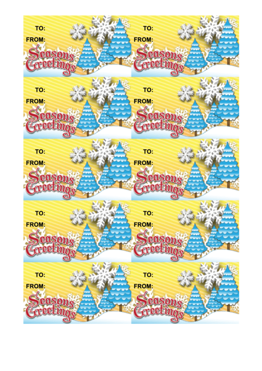 Gift Tag Template Seasons Greetings Trees printable pdf download