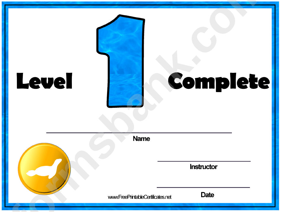Swimming Lessons Level One printable pdf download