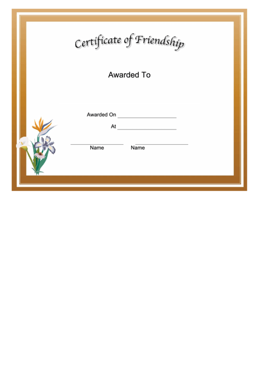 Friendship Certificate printable pdf download