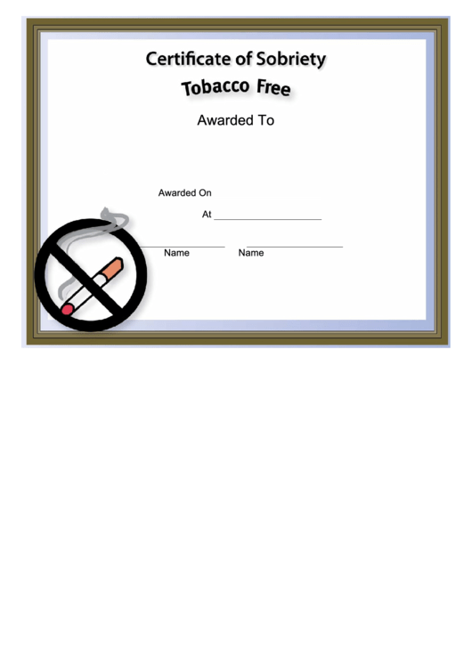 TobaccoFree Certificate Template printable pdf download